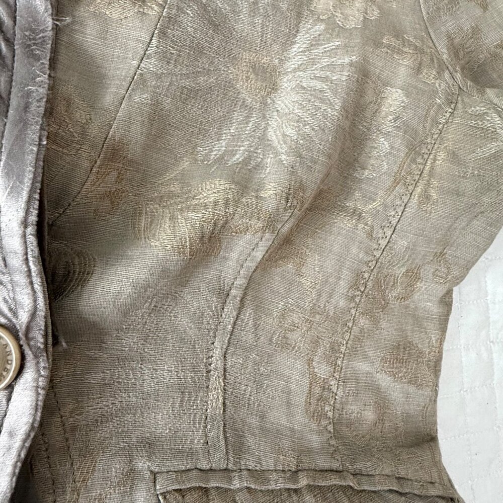Tandem Womens Beige Floral Patterned Linen-Blend Blazer Jacket Size 34 - Picture 9 of 13